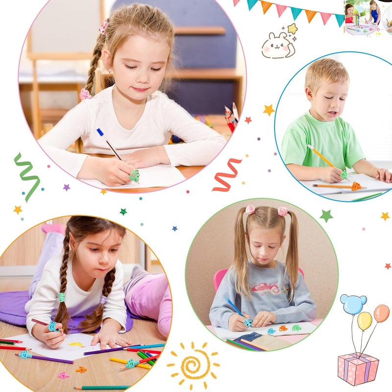 KIGEAPUEL 20 Pcs Pencil Grips for Kids Handwriting Pencil Holders Grippers for Kids, Writing Posture Correction Tools for Toddlers, Special Needs Silicone Pencil Supplies for Kindergarten Preschoolers（Mixcolor） - Image 5